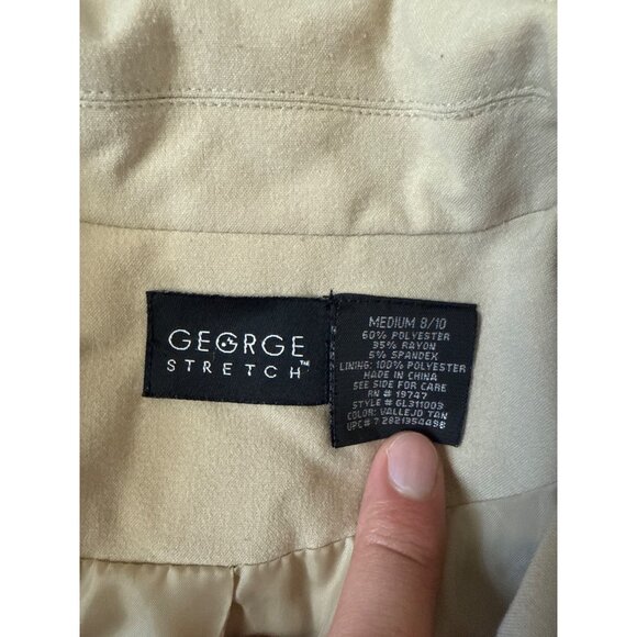 George Stretch Womens Size 8/10 Khaki Tan Blazer Coat Jacket Office Workwear - Picture 2 of 5